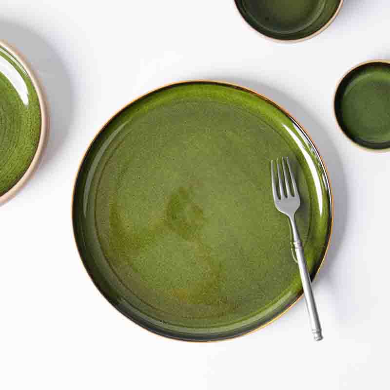 Green Restaurant Plate Farfurie de masă de restaurant în vrac din porțelan verde pentru mese comerciale