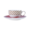Set de ceai Bone China Ceai si farfurii de culoare rosie