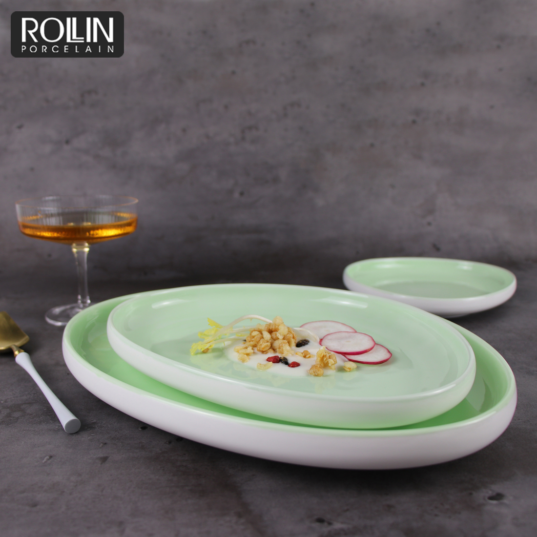 Yellow Green Orientul Mijlociu Veselă Set de masă din porțelan