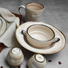 Bol francez pentru supă de ceapă Bol pentru supă din ceramică cu două mânere - culoare bej 
