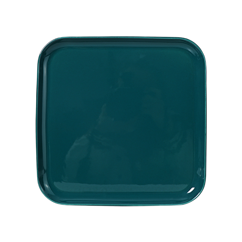 Farfurie pătrată verde de 10 inch porțelan
