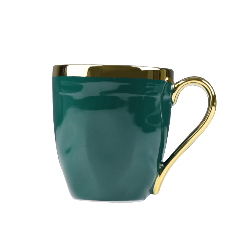 Cana Ceramica Verde Cu margine aurie