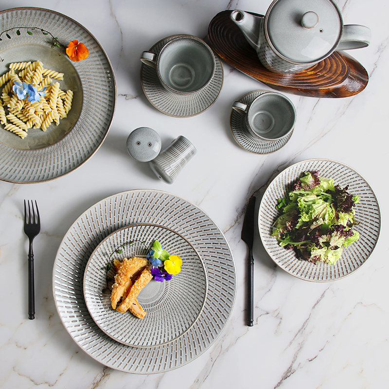 Set de farfurii de restaurant Seturi de veselă din porțelan, nordic, simplu Set de veselă Set de masă din gresie ceramică Nou
