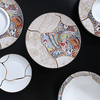 Farfurii de masă cu margine de aur Set farfurii din porcelană pentru sala de bal luxoasă