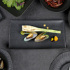 Farfurie dreptunghiulară din porțelan Veselă design nou farfurie restaurant neagră mat glazurată