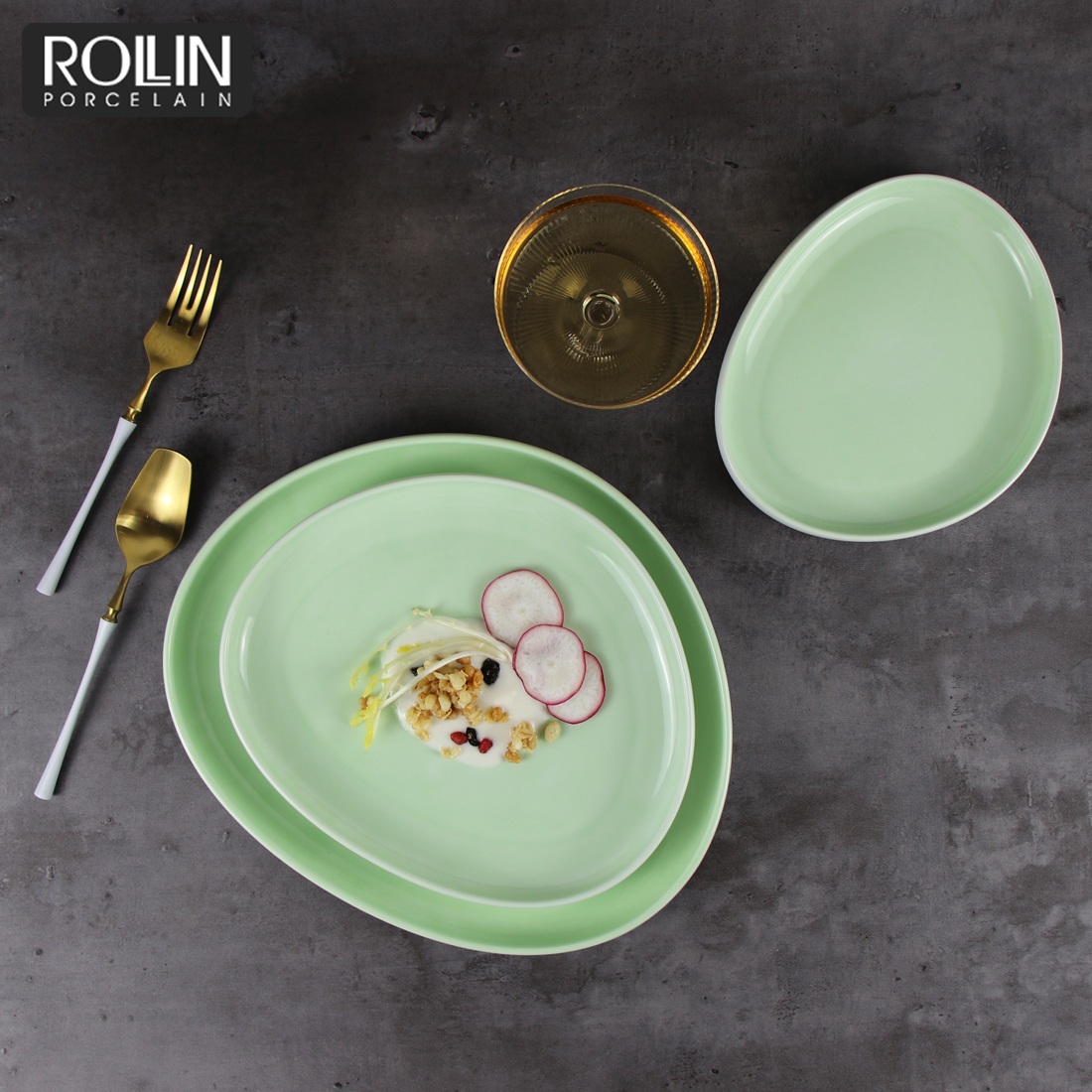 Yellow Green Orientul Mijlociu Veselă Set de masă din porțelan
