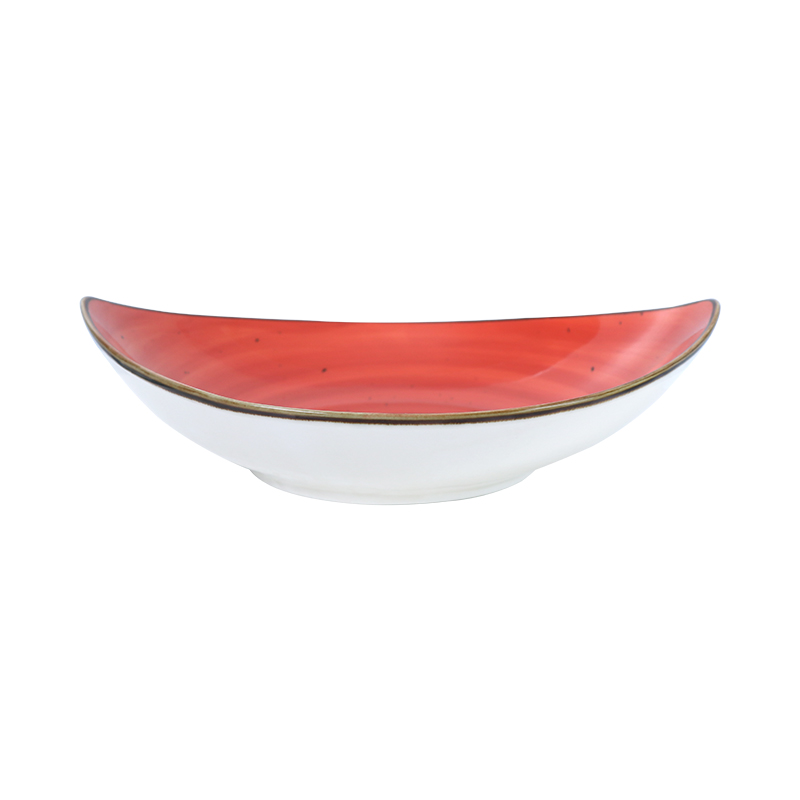 Farfurie de paste neglazurate de culoare roșie din gresie-20 oz