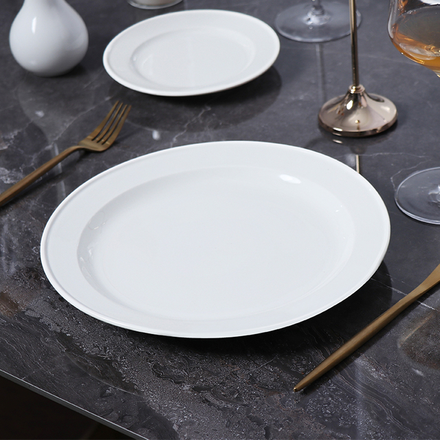 Fabrica de ceramică Chaozhou farfurii din ceramică albă farfurie rotundă din porțelan alb pentru restaurant