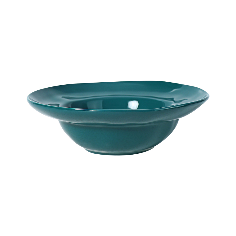 Verde lucios Eco Friendly Rim Plate Farfurie pentru supă pentru comerț cu ridicata