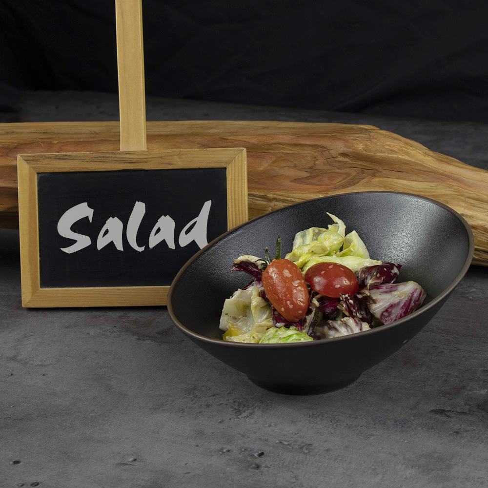 Boluri din gresie Mâncăruri de salate negre neregulate pentru restaurant