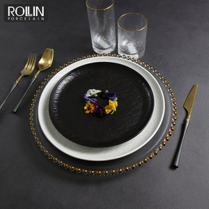 Veselă Restaurant Alb Negru Veselă Set farfurii din gresie 