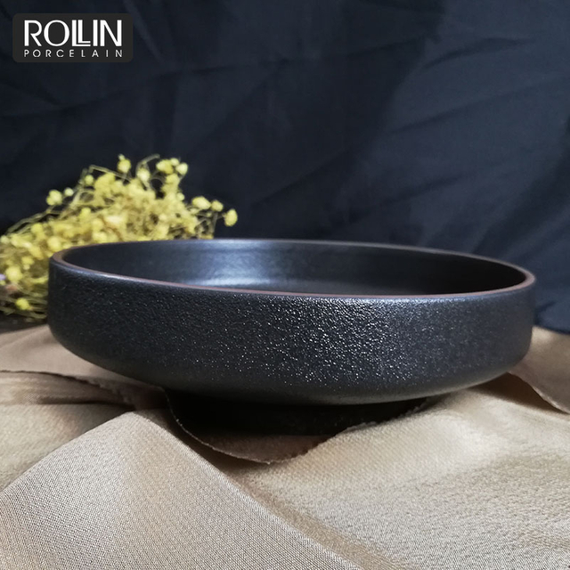 Farfurie adanca din ceramica neagra Farfurie supa din portelan Farfurie pentru tocanita pentru restaurant