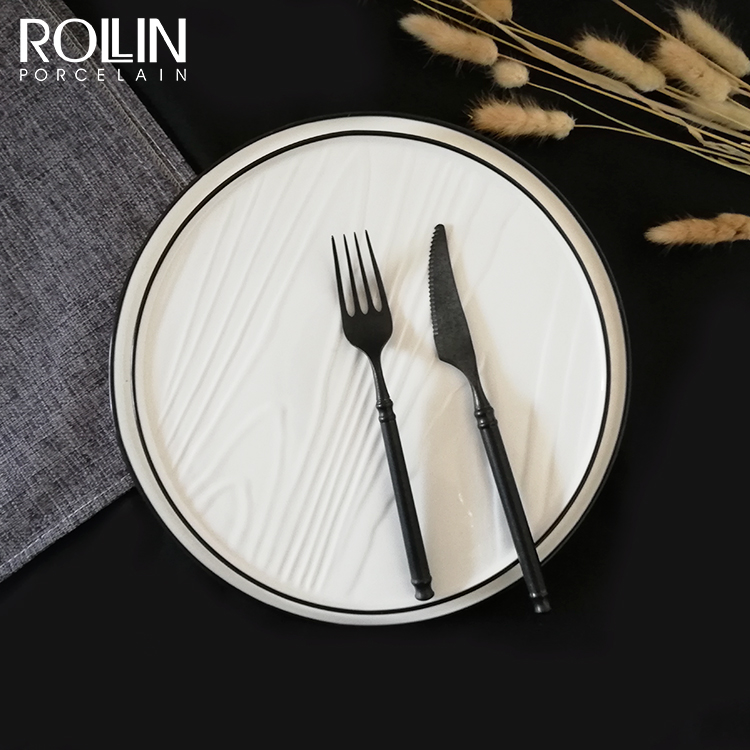 Vase din gresie Farfurii Seturi de vesela din ceramica cu glazura alba reactiva pentru restaurantul hotelului 