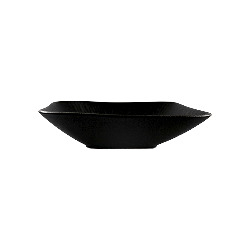 Farfurie pătrată adâncă din porțelan negru mat 1500 ml bol pătrat 50 oz farfurie restaurant