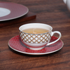 Set de ceai Bone China Ceai si farfurii de culoare rosie