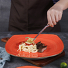 Farfurie de paste neglazurate de culoare roșie din gresie-20 oz