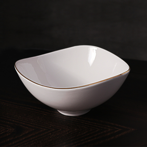 Bol din ceramică albă GOLD Trim personalizat cu logoul numelui restaurantului Boluri din porțelan