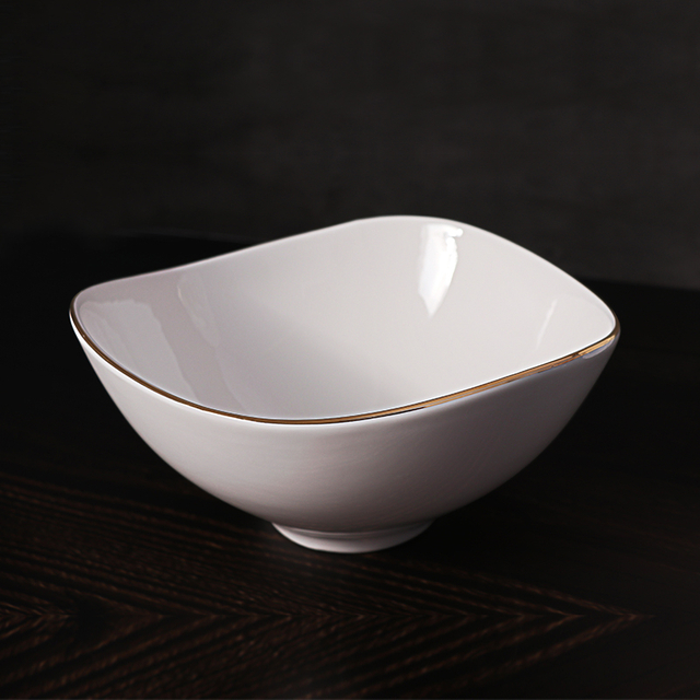Bol din ceramică albă GOLD Trim personalizat cu logoul numelui restaurantului Boluri din porțelan