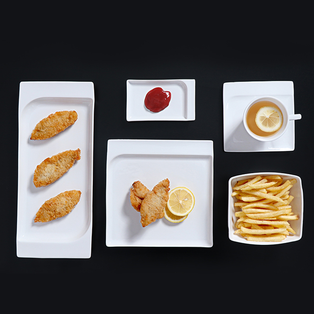 Set de masă Air Buffet Set farfurii subțiri ușoare din porțelan alb Set de veselă pentru catering pentru zbor