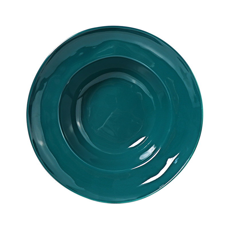 Verde lucios Eco Friendly Rim Plate Farfurie pentru supă pentru comerț cu ridicata