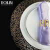 Farfurie de masă din porțelan alb cu margine aurie pentru eveniment 