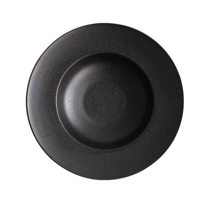 Farfurie de supă din ceramică neagră Farfurie adâncă pentru paste Veselă pentru restaurant