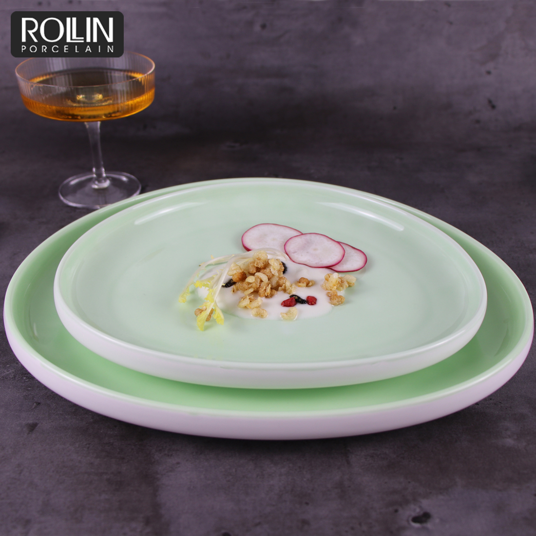 Yellow Green Orientul Mijlociu Veselă Set de masă din porțelan