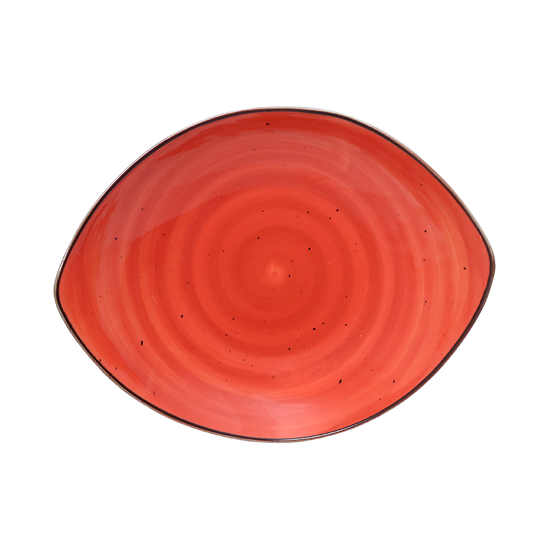 Farfurie de paste neglazurate de culoare roșie din gresie-20 oz
