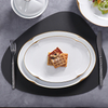 Set de farfurii înalte din ceramică albă Set de veselă durabilă din porțelan, cu ornamente aurii