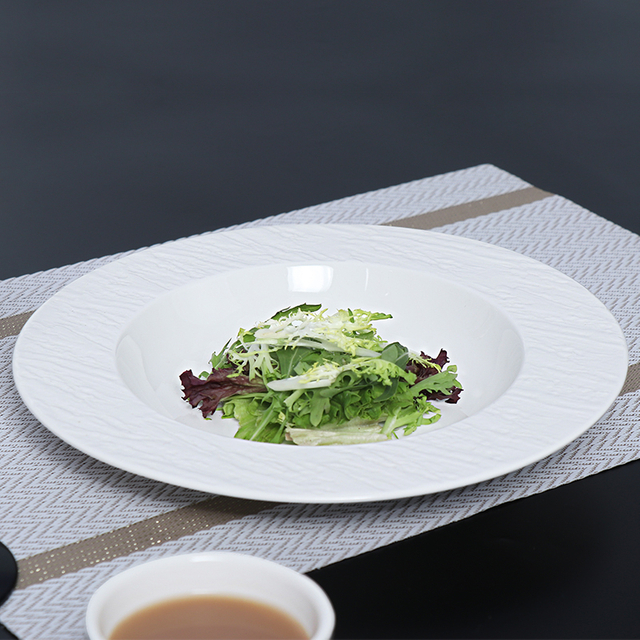 STONE Farfurie cu margine ceramică albă Farfurie pentru paste Farfurie adâncă din gresie pentru restaurante