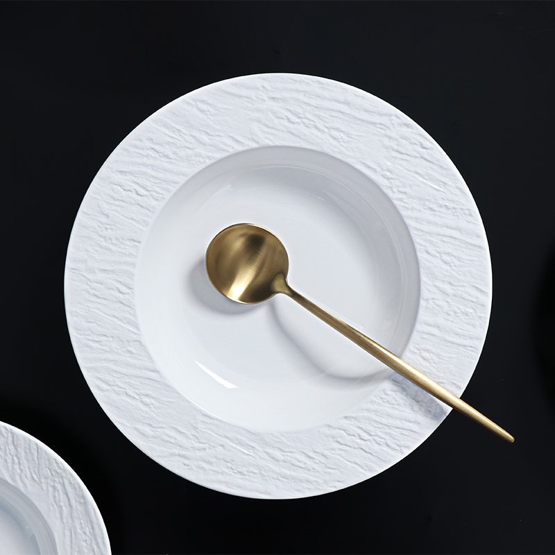 Set de farfurii cupe din ceramică albă Restaurant farfurie din gresie