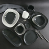ROLLIN PORCELAN 16 buc Set de cină din gresie neregulată - Farfurie plată pătrată, farfurie laterală, castron, cană 
