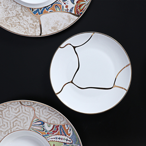 FURUI 8 Farfurie cu margine de aur Farfurie din China Bone China Placă laterală