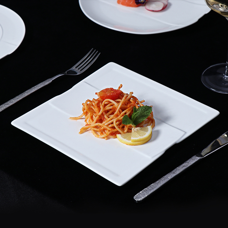 Farfurie din ceramică Chaozhou Farfurie dreptunghiulară din porțelan alb pentru restaurant Sushi Farfurie lungă