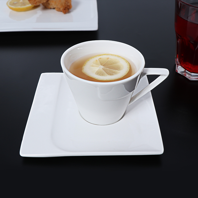 Set de cești de cafea din porțelan alb farfurioară din ceramică de 5 oz