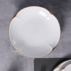 Set de farfurii înalte din ceramică albă Set de veselă durabilă din porțelan, cu ornamente aurii