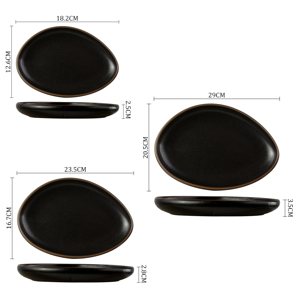 Farfurie Neregulată din Ceramică Veselă Vase Farfurii Cină Vase Negre din Ceramică
