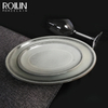 Farfurie ovală cu glazură reactivă Veselă de cină din porțelan, farfurie ceramică pentru restaurante 14 inch