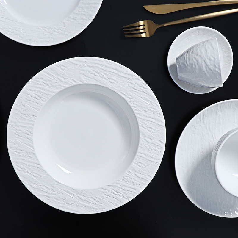 Set de farfurii cupe din ceramică albă Restaurant farfurie din gresie