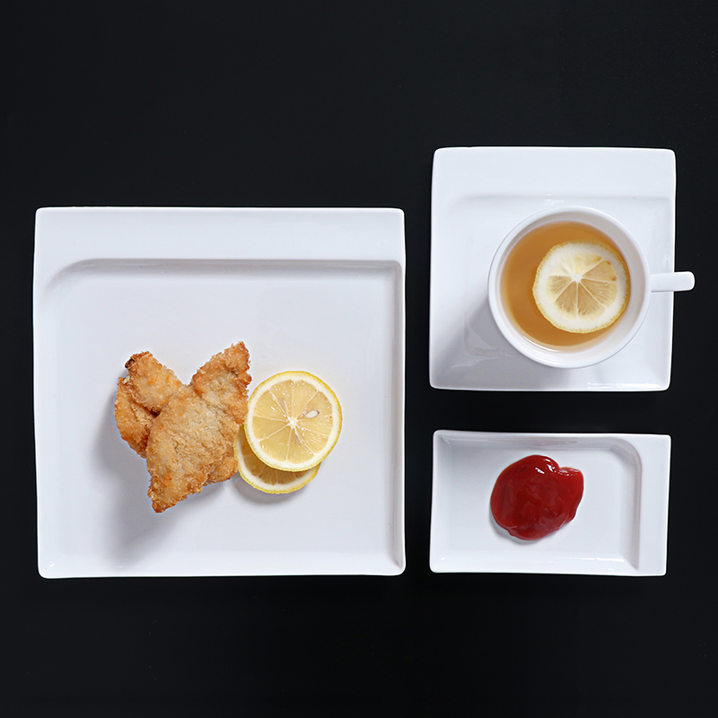 Set de cești de cafea din porțelan alb farfurioară din ceramică de 5 oz
