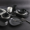 ROLLIN PORCELAN 16 buc Set de cină din gresie neregulată - Farfurie plată pătrată, farfurie laterală, castron, cană 