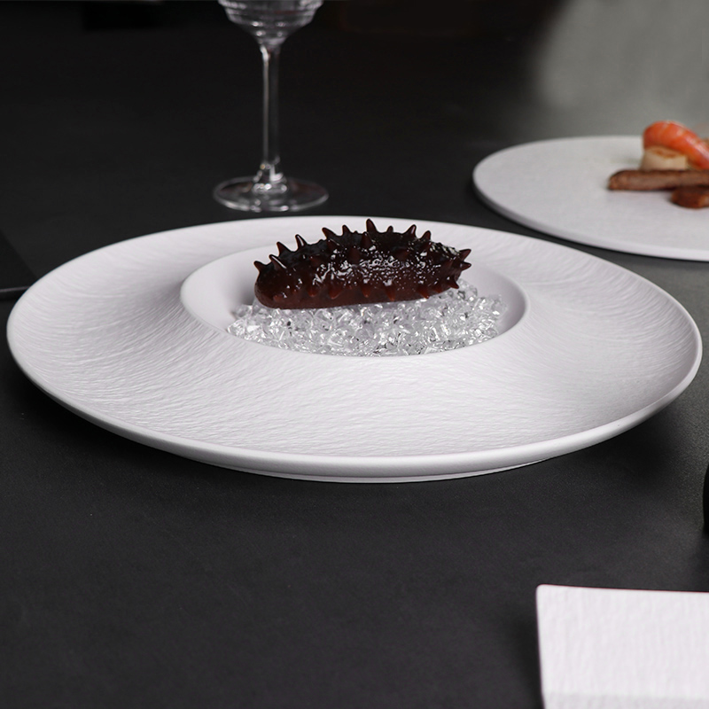Farfurie de supă din ceramică albă mată Restaurante farfurie cu paste farfurie din porțelan cu gheață pentru fructe de mare 