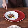 Farfurie de desert de 12 inch. Farfurie de porcelană roșie, albă, de lux