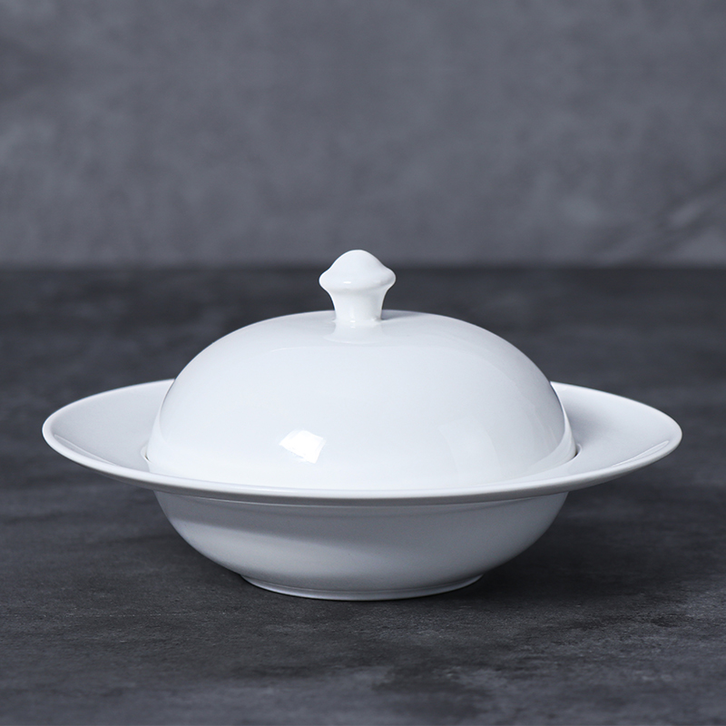 Farfurie adâncă din porțelan din sticlă albă Bol pătrat pentru supă Farfurii din sticlă ceramică