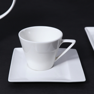 Set de cești de cafea din porțelan alb farfurioară din ceramică de 5 oz