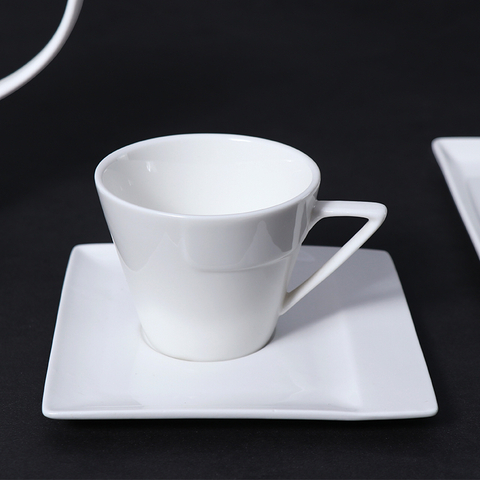 Set de cești de cafea din porțelan alb farfurioară din ceramică de 5 oz