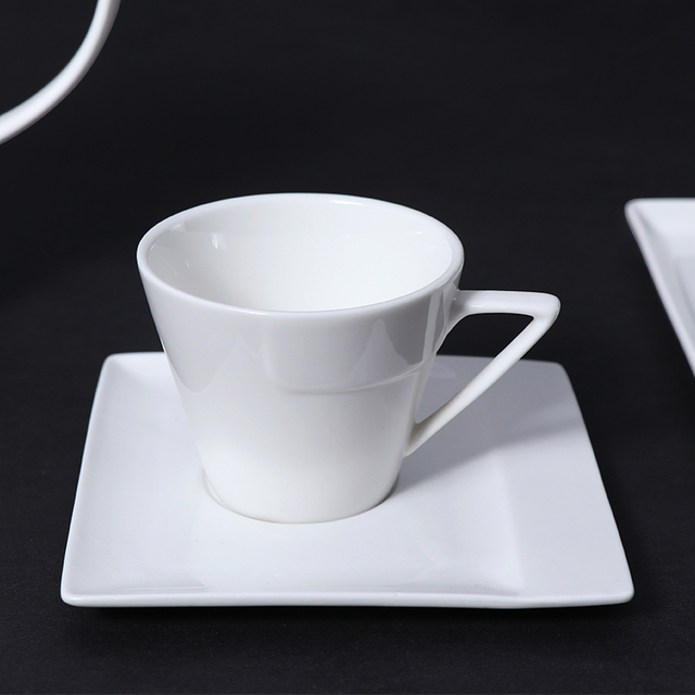 Set de cești de cafea din porțelan alb farfurioară din ceramică de 5 oz