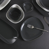 ROLLIN PORCELAN 16 buc Set de cină din gresie neregulată - Farfurie plată pătrată, farfurie laterală, castron, cană 