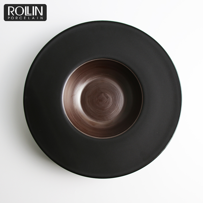 Restaurant italian Michelin Paste Plate Matte Black