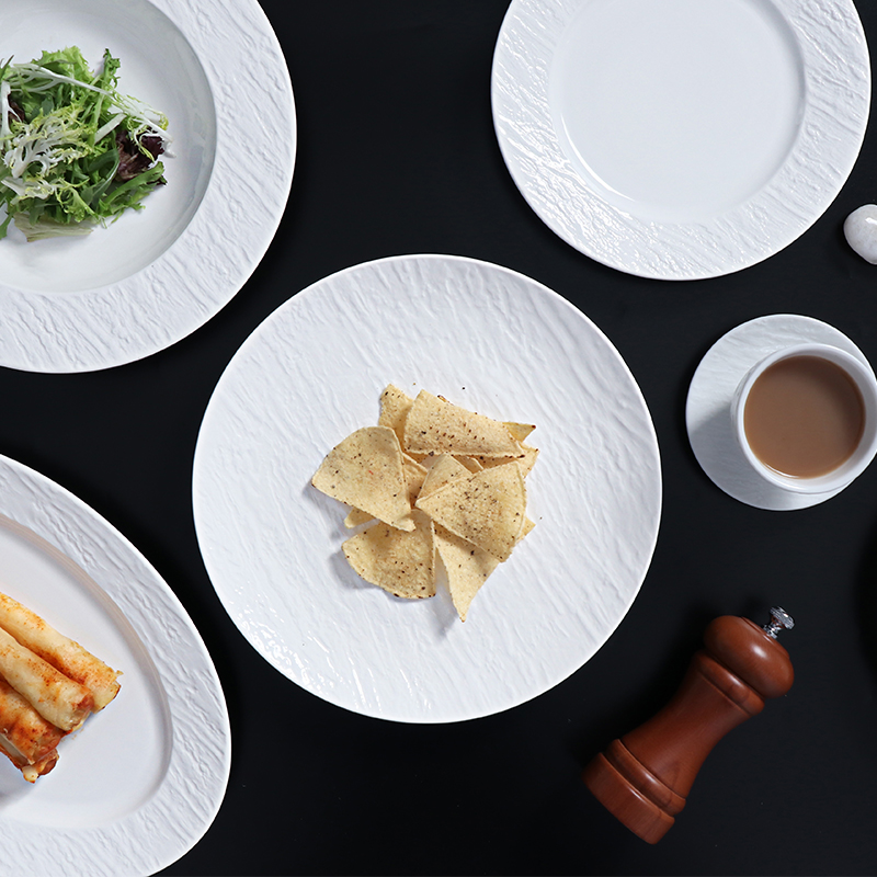 Set de farfurii cupe din ceramică albă Restaurant farfurie din gresie